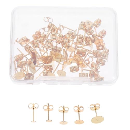 SEWACC 50 Satz Ohrstecker Flach Rund Ohrstecker Rohlinge Mit Sicherer Rückseite Diy Ohrschmuck Zubehör Für Schmuckherstellung Und von SEWACC