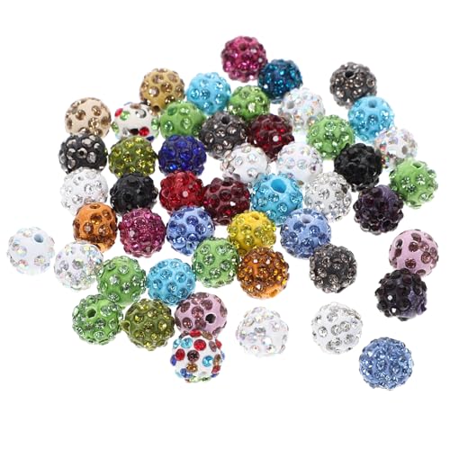 SEWACC 50 Stück Ab Strass Shamballa Spacer Perlen Mix Farben Runde Kunststoffperlen mit Glatter Oberfläche Vielseitig für Armbänder Halsketten DIY Schmuckherstellung von SEWACC