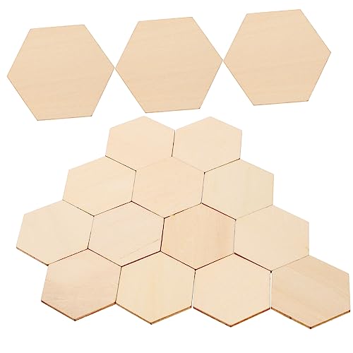 SEWACC 50 Stück Buchenholz Sechseckige Formen Holzornamente für DIY Basteln Hochzeiten Geburtstage und Weihnachten von SEWACC