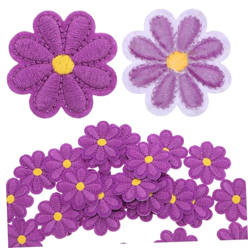 SEWACC 50 Stück Gänseblümchen Applikationen zum Aufbügeln oder Nähen Hitzebeständige Bestickte Stoffflicken für Kleidung Hüte und DIY Dekoration Stabile Haftung Handgefertigt Farbenfroh von SEWACC