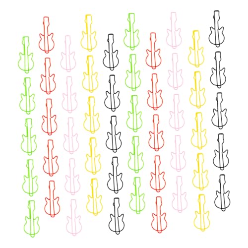SEWACC 50 Stück Gitarren Papierklammern Bunte Metall Büroklammern im Musikalischen Design für Notizbücher Bürobedarf und Kreative Projekte von SEWACC
