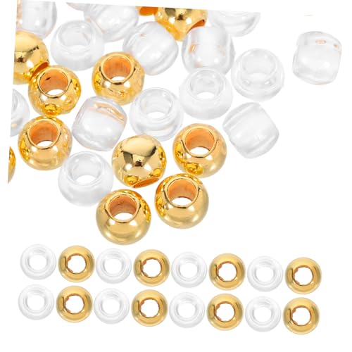 SEWACC 50 Stück Große Lochperlen für Diy Schmuck Armbänder und Bastelprojekte Transparent und Goldene Perlen von SEWACC