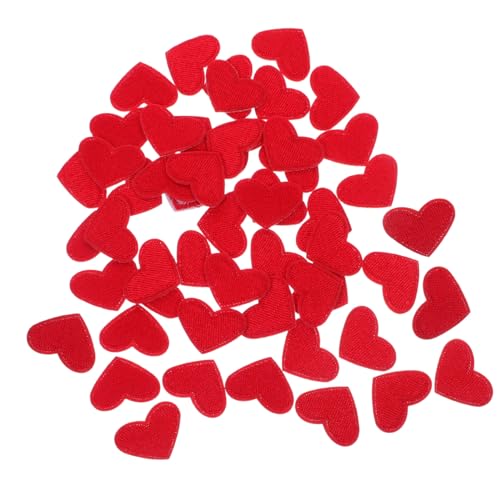SEWACC 50 Stück Herz Bestickter Stoffflicken Bestickter Reparaturflicken Herz Aufbügler DIY Nähreparaturflicken Aufnäher Applikation Polyesterrückseite Heißschmelzklebeverfahren von SEWACC