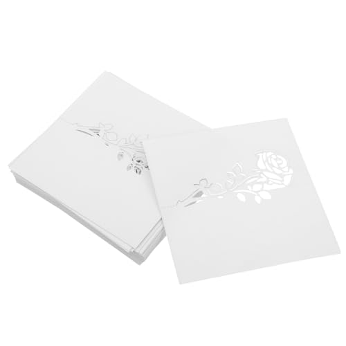 SEWACC 50 Stück Hochzeit Einladungskarten mit Rosenblüten Bedruckbare Tischplatzkarten für Romantische Hochzeitsfeier Namensschilder für Tischdekoration von SEWACC