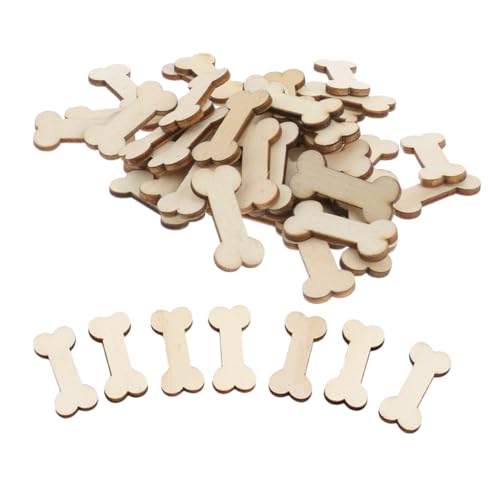 SEWACC 50 Stück Holzanhänger Knochenform Robuste DIY Holzfiguren für Bastelprojekte Niedliche Hundeknochen Holzscheiben Vielseitige Dekoration für Heim und Schmuck von SEWACC