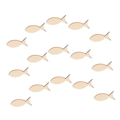 SEWACC 50 Stück Holzfische zum Basteln Unfertige Fischförmige Holzstücke Blanko Fischformen für DIY Dekorationen Familienprojekte Kunst und Nautische Deko von SEWACC