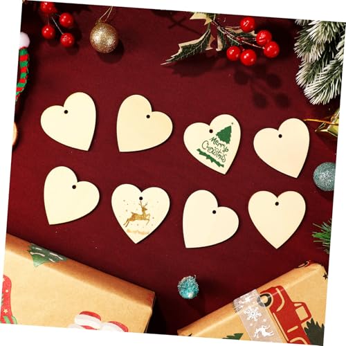 SEWACC 50 Stück Holzherzen mit Aufhängeloch und Juteschnur Unbehandelte Holzornamente zum Bemalen Glatte Oberfläche für DIY Deko Hochzeit Weihnachtsbaumschmuck Geschenk Anhänger von SEWACC