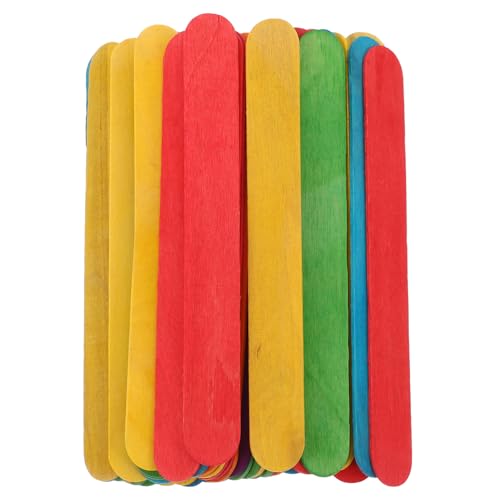 SEWACC 50 Stück Jumbo Bunte Holzstäbchen zum Basteln Eisstiele aus Robustem Holz Langlebig und Farbenfroh für DIY Kunstprojekte Schule und Heimwerkerbedarf von SEWACC