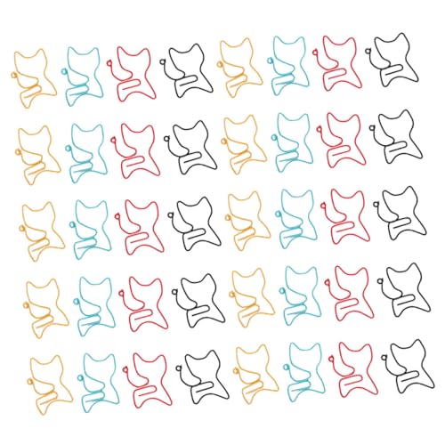 SEWACC 50 Stück Kreative Katzen Büroklammern aus Metall Bunte Cartoon Lesezeichen Clips Stabile Notizhalter für Büro Schule und Niedliche Katzenform Zufällige Farben Zufällige Farbe von SEWACC