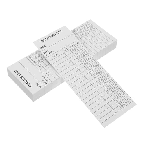 SEWACC 50 Stück Lesezeichen Bibliothekskarten aus Papier Leselisten Tracker mit Feldern für Daten Bewertungen Leicht ohne Loch für Schüler und Lesebegeisterte von SEWACC