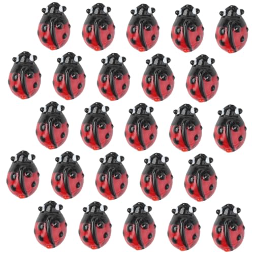 SEWACC 50 Stück Marienkäfer Glasperlen zum Basteln Stabile Glatte Oberfläche Dekorative DIY Schmuckperlen für Armbänder Halsketten Anhänger für Kreative Handarbeiten und Geschenkideen von SEWACC