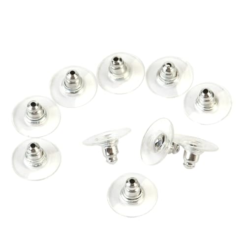 SEWACC 50 Stück Metall Ohrstecker Verschlüsse mit Weißer Kunststoffplatte Langlebige Ohrring Stopper Leicht und Ergonomisch Praktisches Schmuckzubehör für Sicheren Halt von SEWACC