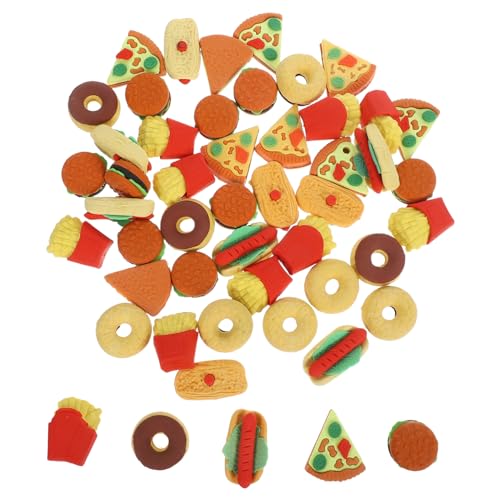 SEWACC 50 Stück Mini Food Radierer für Süße Hamburger Hot Dogs Pommes Frites Klassenzimmer Belohnungen Partygeschenke Schulbedarf Spaß Schreibwaren für Schüler von SEWACC