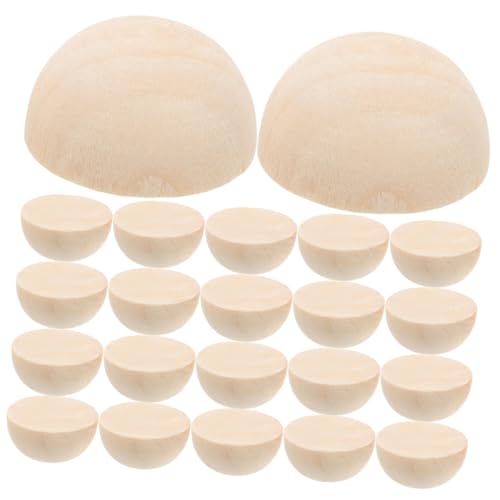 SEWACC 50 Stück Natürliche Halbrunde Holzperlen für DIY Basteln Unbehandelte Holzhalbkugeln zum Bemalen Dekorieren und Schmuckherstellung für Girlanden und Wohnaccessoires von SEWACC