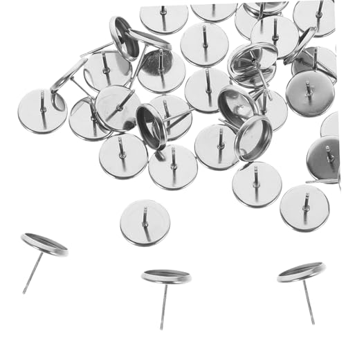 SEWACC 50 Stück Ohrring Halterungen Rund Flach Ohrstecker Rohlinge DIY Schmuck Zubehör Einfache Montage Vielseitig für Individuellen Ohrschmuck von SEWACC