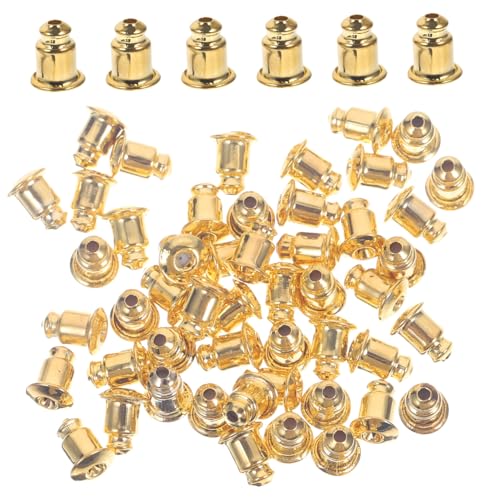 SEWACC 50 Stück Ohrstecker Verschlüsse aus Kupfer Rutschfeste Ohrstecker Stopper DIY Ohrring Zubehör Vergoldet Stabiler Sitz für Selbstgemachte Schmuckstücke von SEWACC