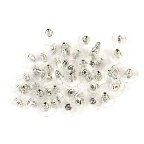 SEWACC 50 Stück Ohrstecker Verschluss mit Kunststoffpad Ergonomische Metall Ohrstecker Rückseite Leicht und Langlebig Geeignet für Schmuckzubehör Weiß K von SEWACC