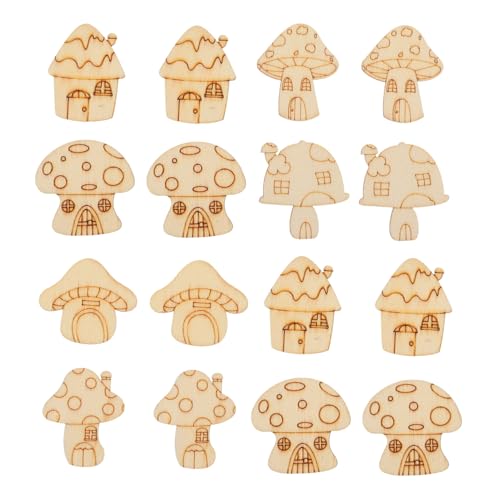 SEWACC 50 Stück Pilzholzscheiben Unvollendetes Holzhandwerk Pilze Zum Basteln Pilzausschnitte Holz Zum Basteln Unvollendet Unfertiger Holzpilz Gastgeschenke Für Pilze Beige Pappelbrett von SEWACC