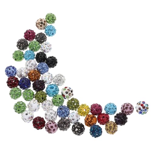SEWACC 50 Stück Polymer Clay Spacer Perlen mit Ab Strass Runde DIY Schmuckperlen für Armband Halskette Vielseitige Bastelperlen für Schmuckherstellung Langlebig und Leicht von SEWACC
