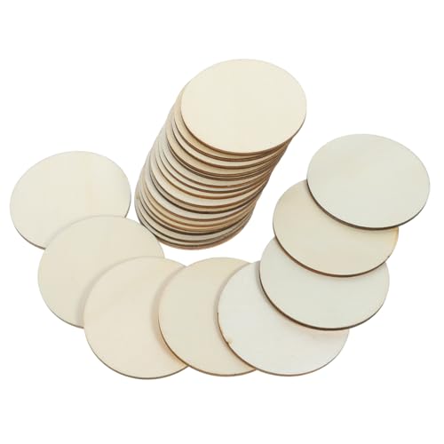 SEWACC 50 Stück Runde Holzscheiben Naturbelassen Glatt DIY Basteln Holzscheiben für Rustikale Dekoration Malerei Gravur Holz Ornamente für Handwerk und Hochzeit von SEWACC