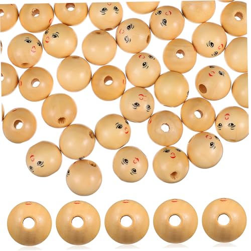 SEWACC 50 Stück Smile Holzperlen Runde Unbehandelte Holzperlen Auffädeln Für DIY Basteln Schmuck Armband Halskette Schlüsselanhänger Dekoration SEWACC 50 Stück Smile Holzperlen Runde Unbehandelte Holzperlen Auffädeln Für DIY Basteln Schmuck Armband Halskette Schlüsselanhänger Dekoration von SEWACC