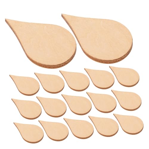 SEWACC 50 Stück Teardrop förmige Holzanhänger Naturbelassen Blank Wood Embellishments für DIY Basteln Handgefertigte Dekoration Nachhaltige Holzteile Beige von SEWACC