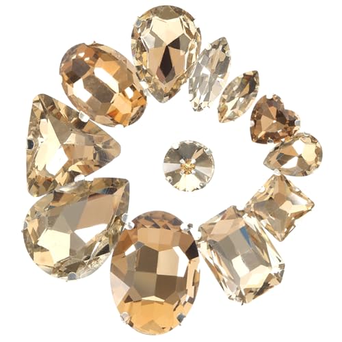 SEWACC 50 Stück Teiliges Kleine Glas Krallen Strasssteine zum Nähen Glitzernde Schmuck Dekorationen für DIY Kleidung Taschen Bastelprojekte Langlebig und Einfach Anzubringen Gelb von SEWACC