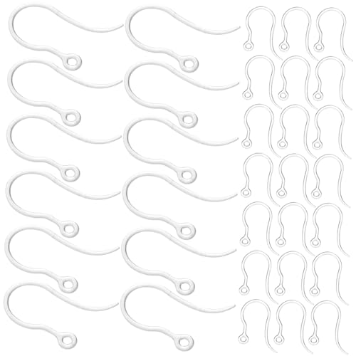 SEWACC 50 Stück Transparente Resin Ohrhaken mit Loch Umweltfreundlich Groß Glatt für DIY Schmuckherstellung Ohrstecker Basteln Ohrringe Selber Machen Ersatz Ohrring Verschlüsse von SEWACC