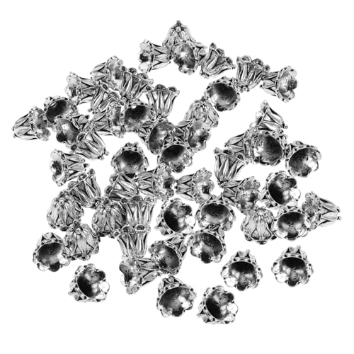 SEWACC 50 Stück Vintage Blüten Spacer Perlen aus Legierung Stopper Perlenkappen für Schmuckherstellung Kompatibel mit Armbändern Halsketten Ohrringen Anti-anlaufen Filigranes Design von SEWACC