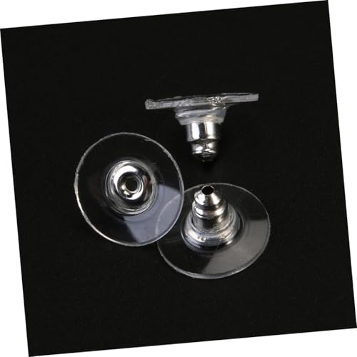 SEWACC 50 Stück Weiße Metall Ohrstecker Verschlüsse mit Kunststoffpolster Langlebige Ohrring Rückseiten Ergonomisch Leicht für Schmuckherstellung und Sicheren Halt von SEWACC