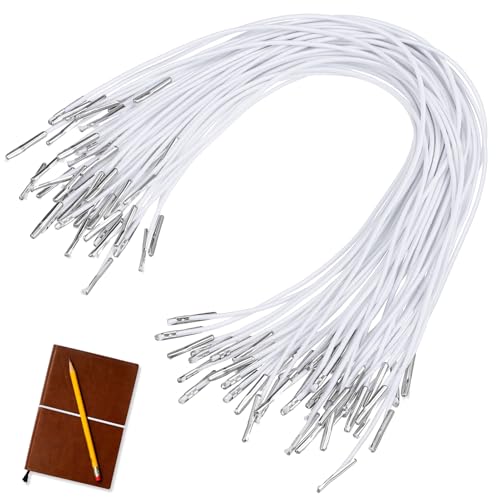 SEWACC 50 Stück elastische Widerhaken mit Metallstäben, elastische Schlaufe, runde Schnur für Maskenherstellung, Buchbindung, Basteln, Weiß SEWACC 50 Stück elastische Widerhaken mit Metallstäben, elastische Schlaufe, runde Schnur für Maskenherstellung, Buchbindung, Basteln, Weiß von SEWACC