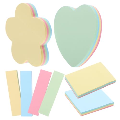 SEWACC 500 Stück Selbstklebende Notizzettel Mittlere und Kleine Bunte Haftnotizen mit Herz und Blumenmotiven Praktische Tragbare Memo Pads für Büro und Haushalt Beschriftbare Klebezettel von SEWACC