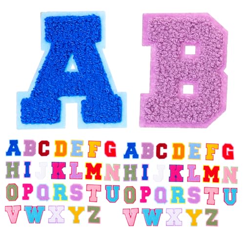 SEWACC 52 Stück Buchstaben-patch Flecken Flicken Für Kleidung Bestickt Zit Briefe Bügeleisen Für Kleidung Uni Der Patch Kleider Buchstaben Klein Zum Aufbügeln Handtuchstickerei von SEWACC