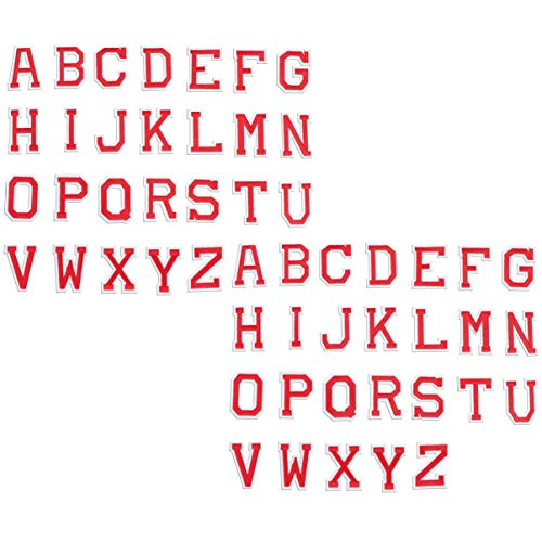 SEWACC 52Stücke Buchstaben Nähflicken Aufnäher für Kleidung Hüte Jeans Leuchtendem Rot für DIY Projekte Kreative Dekoration von SEWACC