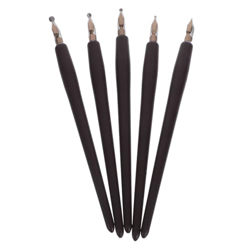SEWACC 5Er Set Stift kalligraphie set Dekoration zeichnen Kalligraphie -Kits für Anfänger Kalligraphie-Füllfederhalter handgeschnitzte Stempel Füllfederhalter zum Zeichnen Holz Dark Brown von SEWACC