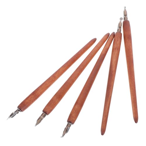 SEWACC 5er Set Stift Dekoration Zeichnen Kalligraphie -kits Für Anfänger Füller Handgeschnitzte Stempel Füllfederhalter Zum Zeichnen Kalligraphie-füllfederhalter Brown Holz von SEWACC