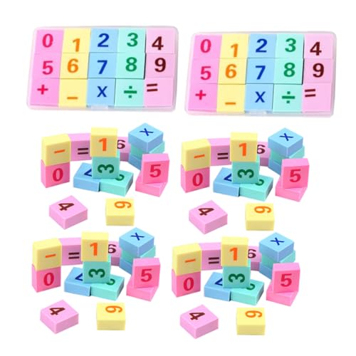 SEWACC 6 Boxen Zahlen Radiergummis Süße Mathe Radierer für Unterricht Belohnung mit Zahlen und Symbolmustern von SEWACC