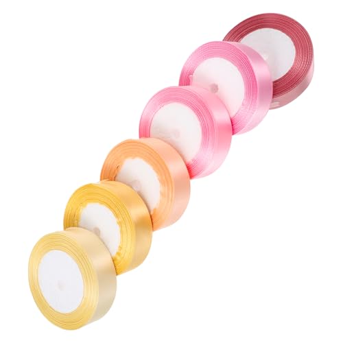 SEWACC 6 Rollen Dekoratives Satinband Verschiedenen Farben Hellrosa Mauve Champagner Hellgold Mittelrosa für Bastelarbeiten und Dekorationen SEWACC 6 Rollen Dekoratives Satinband Verschiedenen Farben Hellrosa Mauve Champagner Hellgold Mittelrosa für Bastelarbeiten und Dekorationen von SEWACC