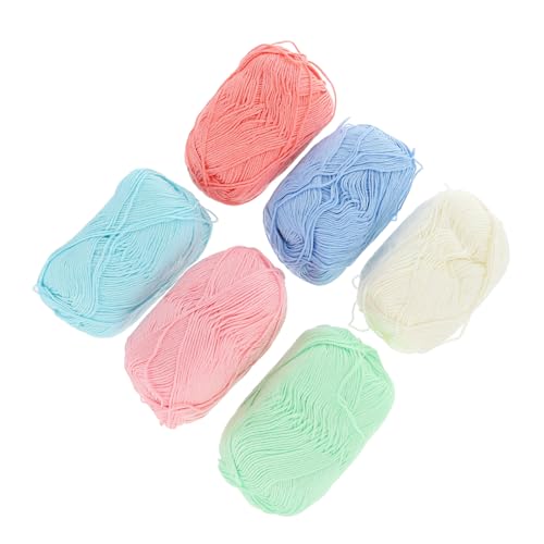SEWACC 6 Rollen Mitteldickes Baumwollgarn zum Stricken und Häkeln Weiches DIY Baumwollgarn für Handgemachte Pullover Mützen Kissen und Decken Hautfreundlich und Atmungsaktiv von SEWACC