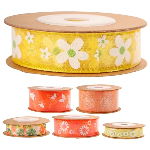 SEWACC 6 Rollen Multifunktionales Geschenkband mit Blumenmuster Doppelseitiges Polyester Satinband für Basteln Dekoration und DIY Haaraccessoires pro Farbenfrohes Zierband für Festivals SEWACC 6 Rollen Multifunktionales Geschenkband mit Blumenmuster Doppelseitiges Polyester Satinband für Basteln Dekoration und DIY Haaraccessoires pro Farbenfrohes Zierband für Festivals von SEWACC