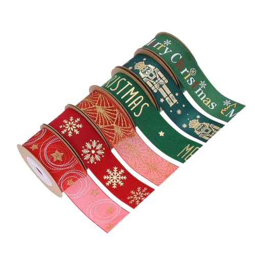 SEWACC 6 Rollen Teiliges Breit Robuste Weiche Schleifenbänder mit Festlichen Goldfolien-motiven für Geschenkverpackung Diy-dekoration Weihnachtsbaum und Blumenarrangements von SEWACC