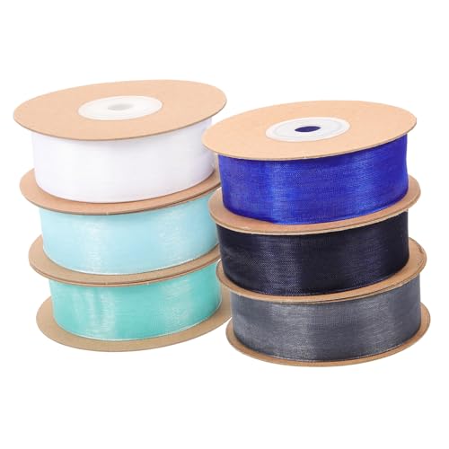 SEWACC 6 Rollen Teiliges Geschenkband Transparente Organza Schleifenbänder in Blau und Grautönen Zuschneidbar Reißfest Vielseitig für Geschenkverpackung DIY Haaraccessoires Floristik und SEWACC 6 Rollen Teiliges Geschenkband Transparente Organza Schleifenbänder in Blau und Grautönen Zuschneidbar Reißfest Vielseitig für Geschenkverpackung DIY Haaraccessoires Floristik und von SEWACC