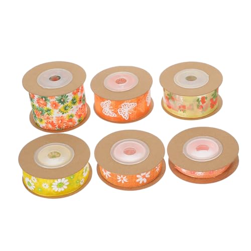SEWACC 6 Rollen Waschbares Polyester Band mit Blumenmuster Schneidbar Verschleißfestes und Bastelband für DIY Projekte pro für Festliche Dekorationen SEWACC 6 Rollen Waschbares Polyester Band mit Blumenmuster Schneidbar Verschleißfestes und Bastelband für DIY Projekte pro für Festliche Dekorationen von SEWACC