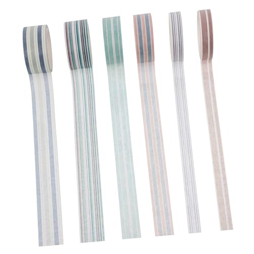 SEWACC 6 Rollen Washi Tape Streifen Motiv Klebeband für DIY Geschenkverpackung Scrapbooking Handarbeit Dekoratives Masking Tape in Basisfarben SEWACC 6 Rollen Washi Tape Streifen Motiv Klebeband für DIY Geschenkverpackung Scrapbooking Handarbeit Dekoratives Masking Tape in Basisfarben von SEWACC