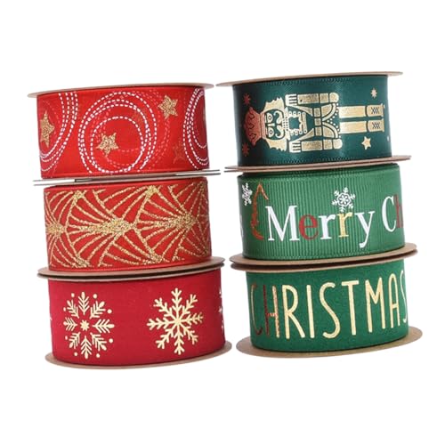 SEWACC 6 Rollen Weihnachtsband Geschenkband mit Goldener Kante Haltbares Seidenband zum Verpacken Basteln Dekorieren von Weihnachtsbaum Haarbändern und Geschenkverpackungen SEWACC 6 Rollen Weihnachtsband Geschenkband mit Goldener Kante Haltbares Seidenband zum Verpacken Basteln Dekorieren von Weihnachtsbaum Haarbändern und Geschenkverpackungen von SEWACC