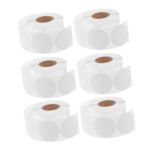 SEWACC 6 Rollen Weiße Runde Siegelaufkleber Selbstklebend Verpackungsetiketten für Geschenkverpackung Glasbehälter Versand Blanko Aufkleber für Zuhause Geschäft von SEWACC