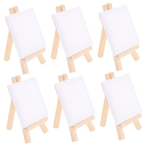 SEWACC 6 Sätze Mini Holz Staffelei mit Kleine Bemalbare Malstaffelei für Anfänger und Künstler Tragbares Malset aus Holz für Basteln Geschenke und Kunstprojekte von SEWACC