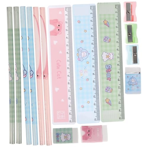 SEWACC 6 Sätze Teiliges Schul Schreibwarenset mit Manuellem Bleistiftspitzer Radiergummi und Lineal Buntes Kinderschreibset mit Cartoon Motiven für Schule und Zuhause SEWACC 6 Sätze Teiliges Schul Schreibwarenset mit Manuellem Bleistiftspitzer Radiergummi und Lineal Buntes Kinderschreibset mit Cartoon Motiven für Schule und Zuhause von SEWACC