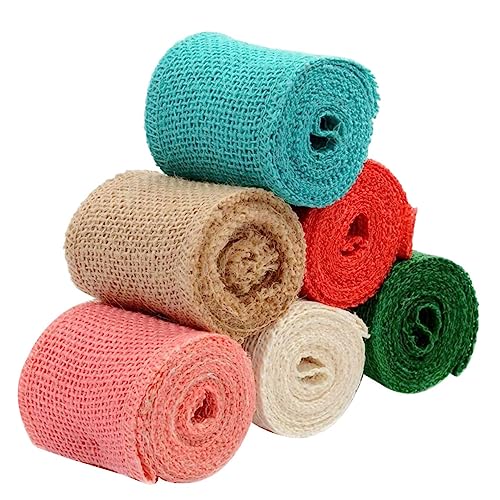 SEWACC 6 Stck. Jute -Band Bänder zum Basteln farbige Sackleinen Sackleinen-Stoffband Juteband Dekoration hochzeitsdeko wedding decoration geschenkeidee present ideas Leinenband Nähmaterial SEWACC 6 Stck. Jute -Band Bänder zum Basteln farbige Sackleinen Sackleinen-Stoffband Juteband Dekoration hochzeitsdeko wedding decoration geschenkeidee present ideas Leinenband Nähmaterial von SEWACC