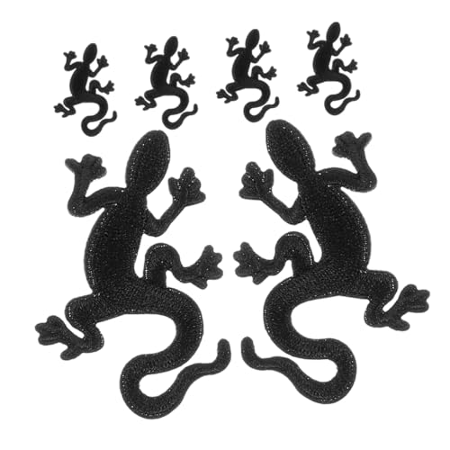 SEWACC 6 Stück Bestickte Gecko Stoffaufnäher zum Aufnähen Langlebige Diy Applikationen für Kleidung Schuhe Hüte und Taschen Vielseitige Ersatz Flicken ohne Kleber von SEWACC
